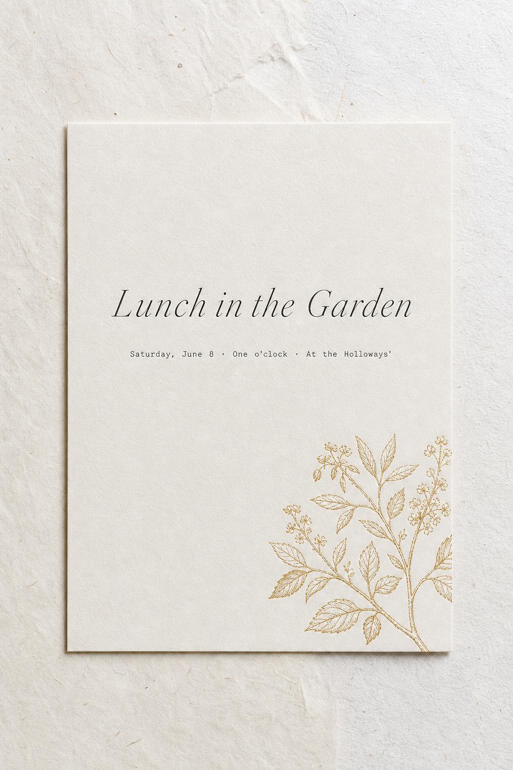 Garden lunch in June, hosted by The Holloways